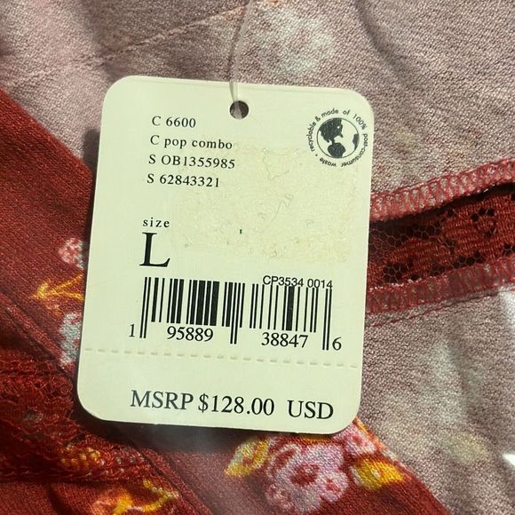 Free People Women's Pop Combo Floral Good Days Collared Mini Dress Size Large - Picture 9 of 9